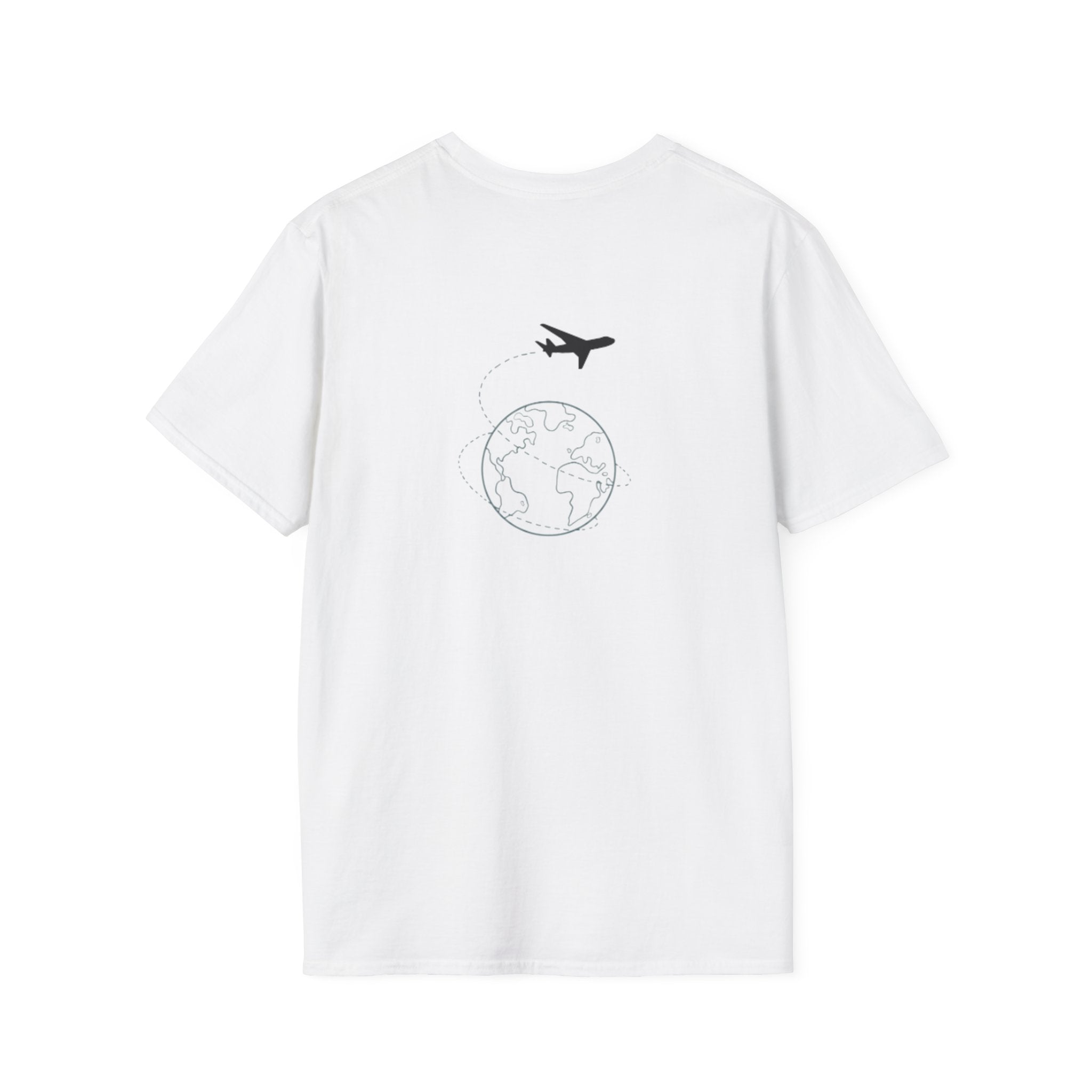 Loungeably Everyday T-Shirt — Minimal Globe & Plane Graphic Tee